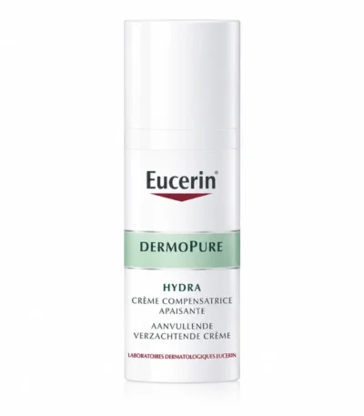 Eucerin DermoPure Hydra hydrate, apaise et répare les peaux sèches fragilisées par les traitements. Sur LifePara Tunisie
