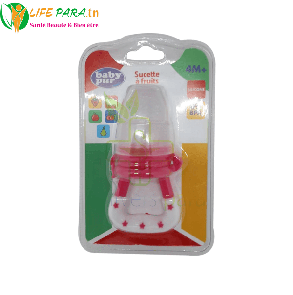 BABY PUR SUCETTE A FRUITS EN SILICONNE 4M+