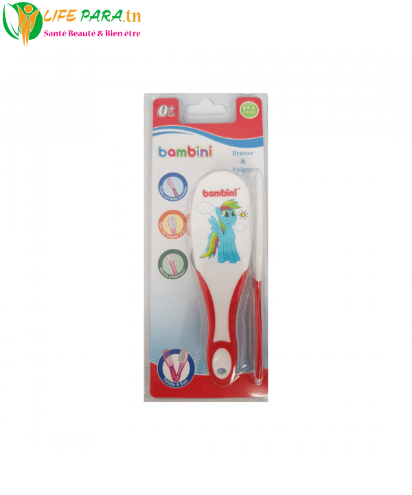 BAMBINI BROSSE ET PEIGNE ROUGE ET BLANC