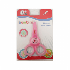 BAMBINI CISEAUX POUR BÉBÉ EMBOUTS ARRONDIS AVEC ETUI DE PROTECTION 0+ ROSE