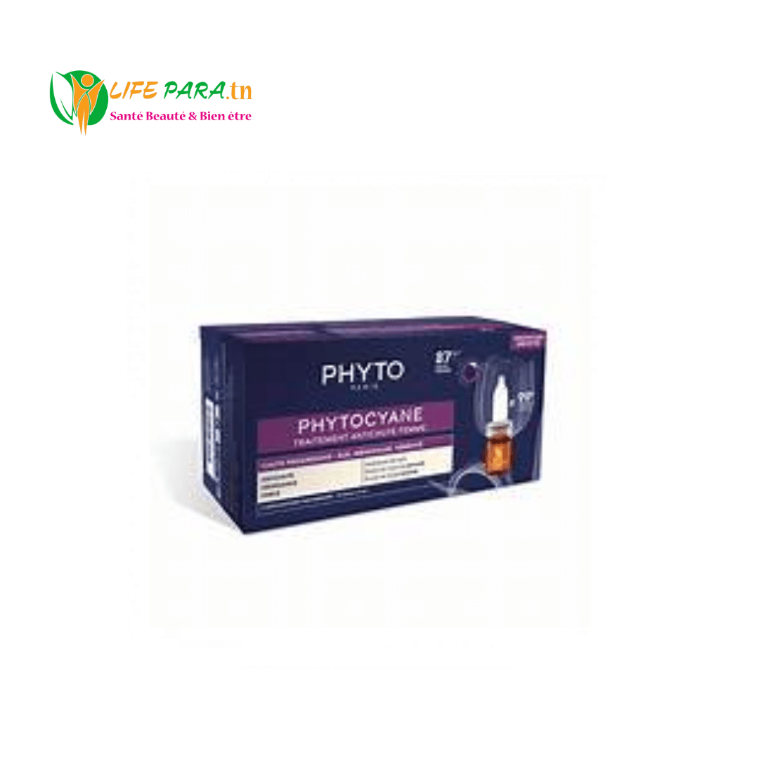 PHYTO PHYTOCYANE TRAITEMENT ANTI-CHUTE PROGRESSIVE FEMME 12 5 ML PHYTO PHYTOCYANE TRAITEMENT ANTI-CHUTE PROGRESSIVE FEMME 12 * 5 ML – Image 1