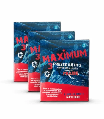 Maximum -3 préservatifs lubrifiés lissés FRAISE