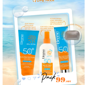 Pack Lirene Sun Family SPF50+Sun Kides creme SPF50+Ecran Invisibel SPF50 &Trousse offert