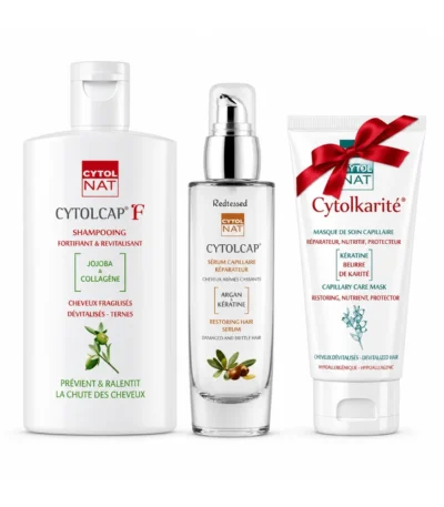 CYTOLNAT Pack Capillaire anti chute: CYTOLCAP F Shampoing Anti Chute + CYTOLCAP Sérum + CYTOLKARITE Masque Réparateur (offert)