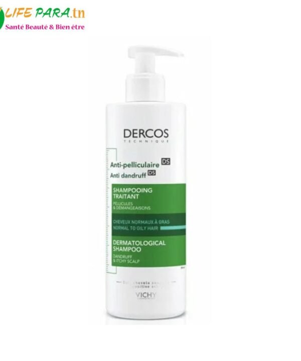 VICHY DERCOS Shampoing Traitant Anti Pelliculaire Cheveux Normaux à Gras 390 ml
