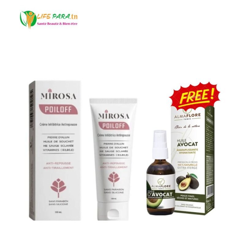 MIROSA POILOFF crème anti repousse + Almaflore huile AVOCAT 10 ml gratuit