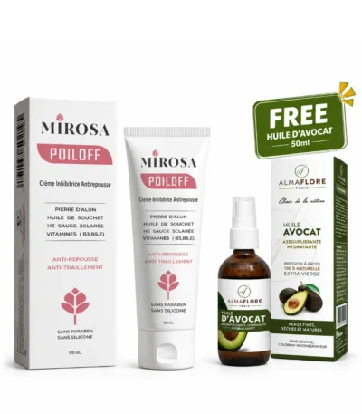 MIROSA POILOFF crème anti repousse + Almaflore huile AVOCAT 10 ml gratuit