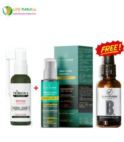 MIROSA Pack anti chute Mirosa Biotina lotion anti chute + Almaflore Bain d'huile + Almaflore Vitamine B3 offert