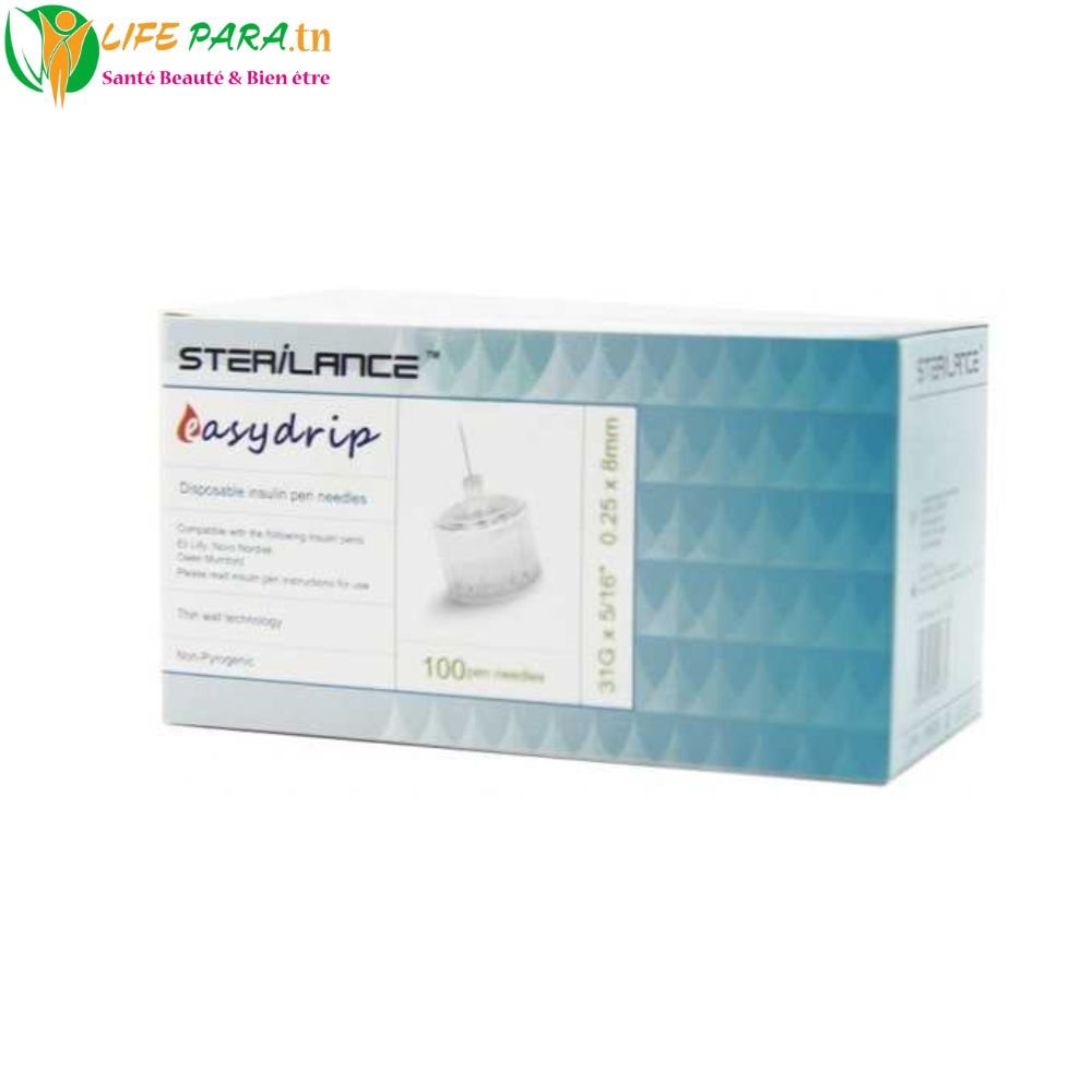 Sterilance Easy Drip 8 mm – Aiguilles pour Stylo à Insuline (Boîte de 100)