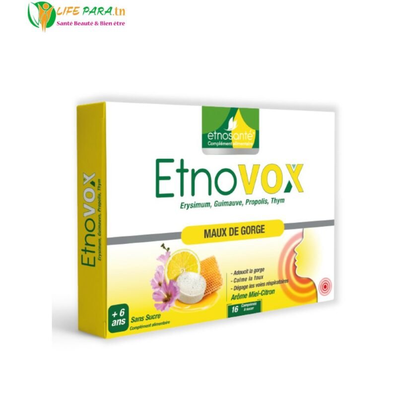 ETNOSANTÉ ETNOVOX Maux de Gorge – Miel Citron 16 Comprimés