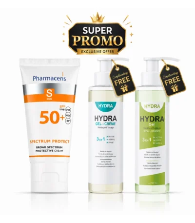 PHARMACERIS Pack Duo : Pharmaceris S Spectrum Protect SPF50 + Vital Hydra gel nettoyant offert Lifepara Tunisie