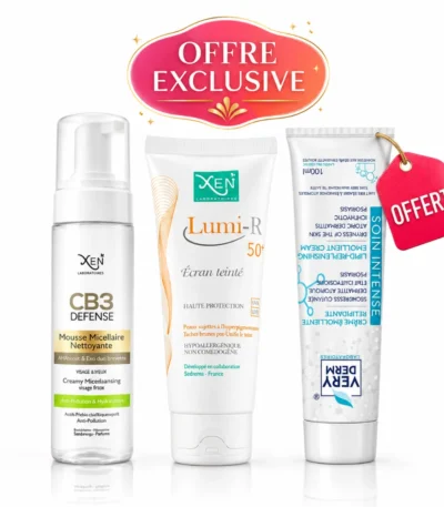 XEN Pack Trio (Lumi R écran + CB3 mousse 200 ml + Veryderm crème 100ml offerte) Lifepara Tunisie